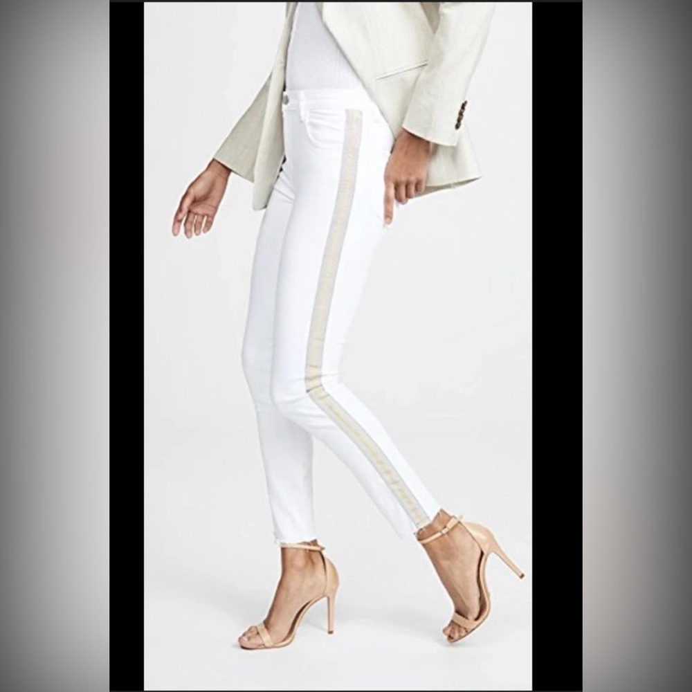 New Veronica Beard Debbie high-rise skinny jeans with a contrast side stripe 24